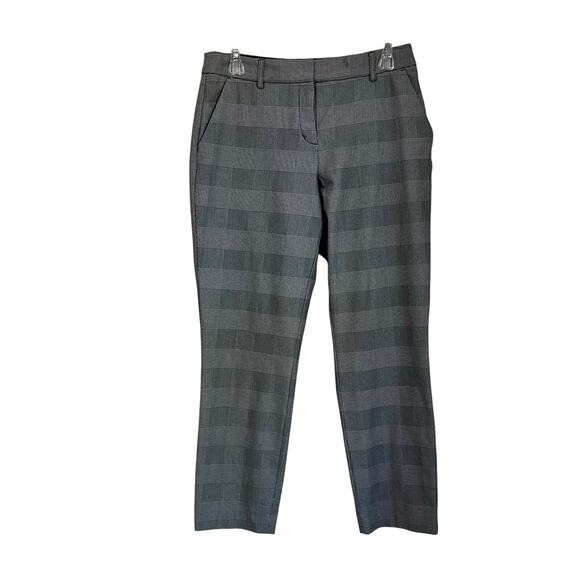 Express Stretch Black & White Plaid Columnist Ankle Mid Rise Work Trousers Sz 6R - Picture 1 of 8
